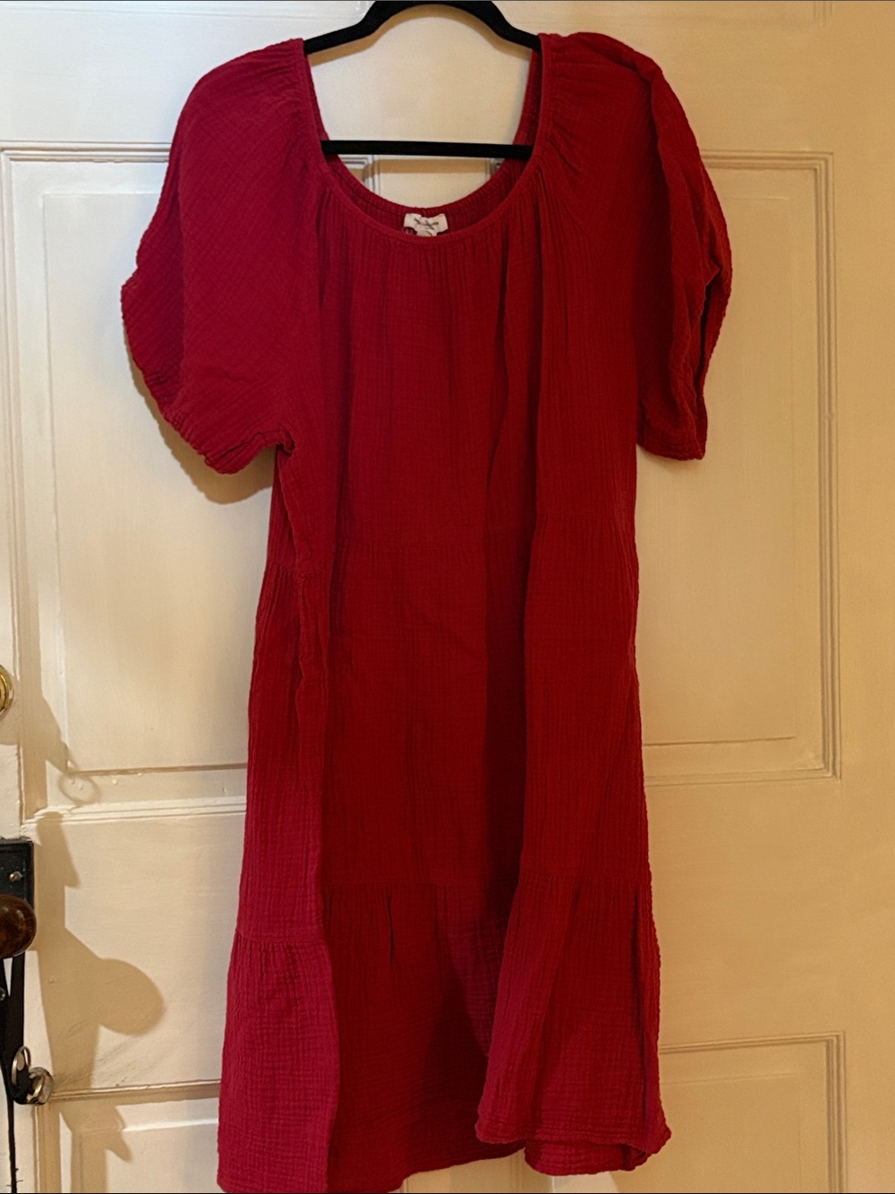 beachlunchlounge Dark Pink Gauze Scoop-Neck Casual Dress